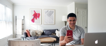 happy man with laptop 